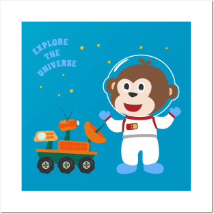 Cute monkey astronaut. Posters and Art